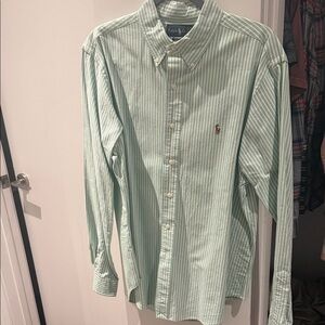 Ralph Lauren Men's Light Green Striped Shirt